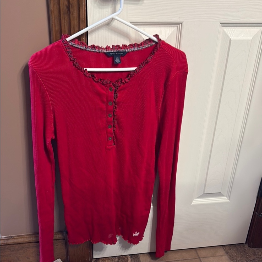 Red Long Sleeve Top